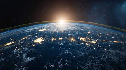 Earth from space with a dramatic view, perfect for concepts involving global technology or astronomy