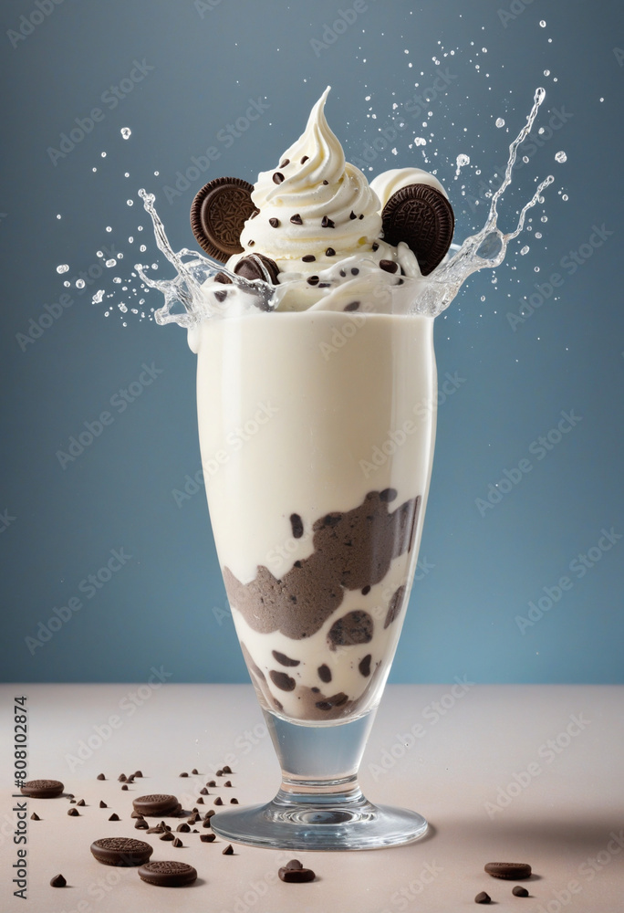 Poster generative ai image of a delicious ice cream milkshake in a glass isolated on a transparent backgrou