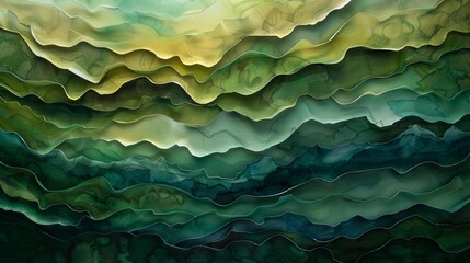 Fototapeta premium Abstract green layers that mimic the flow of water or natural elements