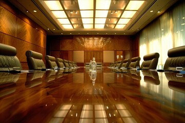 Formal business meeting in a boardroom setting