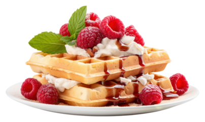 PNG Waffle Breakfast waffle breakfast raspberry.