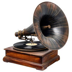 Vintage Gramophone Records, isolated on transparent background