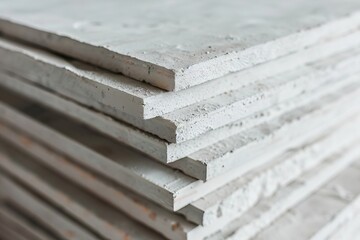 A stack of cement blocks with white paint. - obrazy, fototapety, plakaty