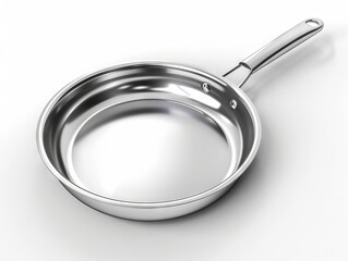 A stainless steel pan on a white background. - obrazy, fototapety, plakaty