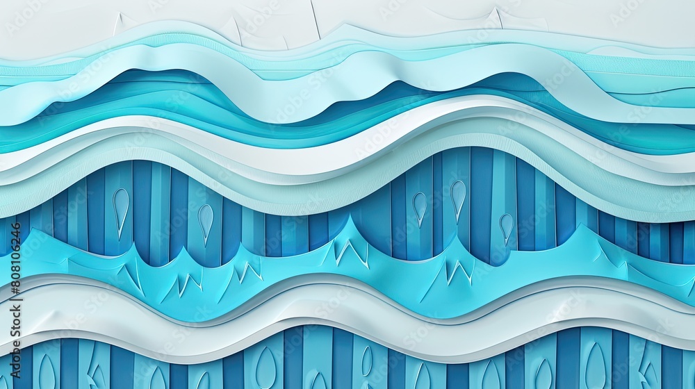 Poster a layered papercut of a flood barrier with waves lapping over the top, symbolizing the failure of de