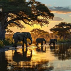 Diverse wildlife in their natural habitat. From majestic predators to colorful birds, the artwork captures the beauty and authenticity of these animals in a realistic and immersive environment