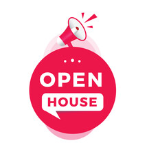 Open house sign, flat design icon. vector for banner template or advertising.
