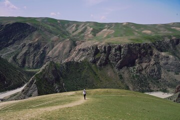hiking in the mountains