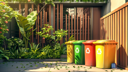 Sustainability efforts: recycling bins added to residential courtyard