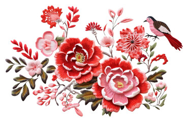 PNG Chinese art in embroidery style pattern creativity needlework.