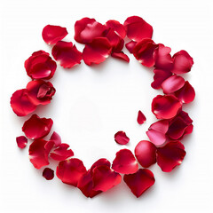 rose petals arranged in a circle on a white background
