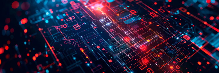 Fototapeta premium modern stylish background with digital pixels and icons representing technology