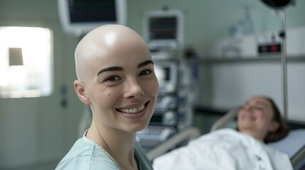 Obraz premium woman with baldness in the hospital
