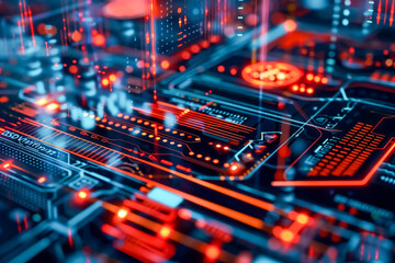 Obraz premium A close-up view of a DeFi (decentralized finance) platform with digital assets and blockchain technology