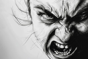 An intense close-up of anger personified, expressed through bold and dramatic lines