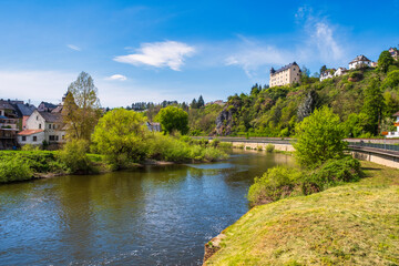 View of the Lahn near Runkel/Germany on a sunny spring day