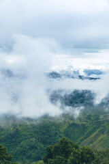 Beautiful Sajek Valley, clouds over the mountains, view from the top of mountain, view of a forest, natural beauty