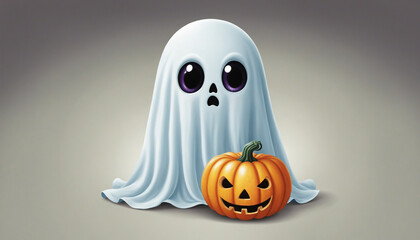 Spooky Ghost Pumpkin: A Halloween Design for Kids Party Celebrations
