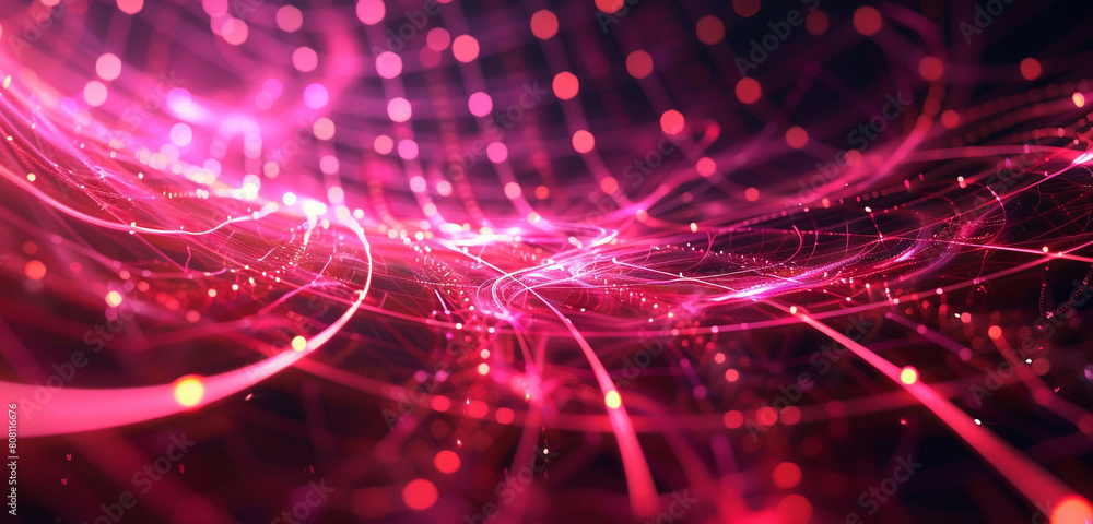 Poster fractal ruby lines vibrating with energy, symbolizing vitality.
