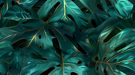Background with monstera leaves