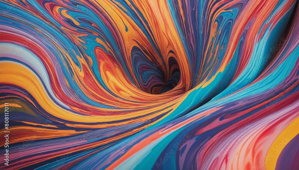 Poster colorful abstract generative art with fluid shapes and dynamic gradient backgrounds