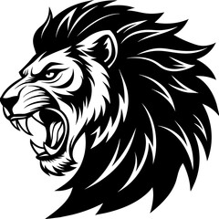 Angry lion vector illustration.