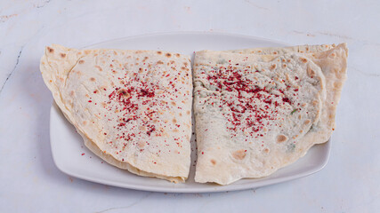 Gutab - Azerbaijani stuffed flatbread top view