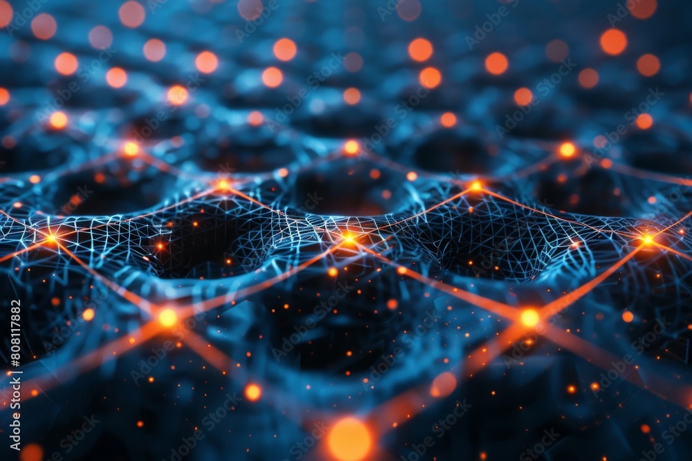Aufkleber a computerized neural network comprising six layers, providing a three-dimensional visualization.
