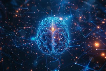 Obraz premium Artificial intelligence, machine learning, neural network, deep learning, digital brain, technology. Conceptual illustration of futuristic innovation in AI and science.