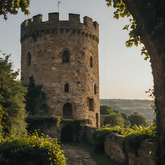 a stone tower with a cross on top of it