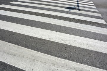 Pedestrian crossing lanes view from low height
