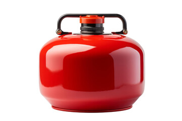 A sleek red fire extinguisher sits