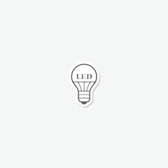 Led bulb icon sticker isolated on gray background