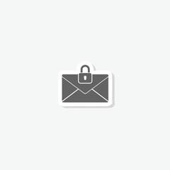 Lock e-mail icon sticker isolated on gray background