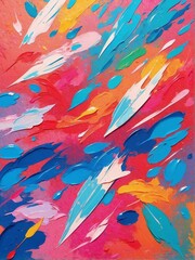 Vibrant abstract painting with bold splashes of color