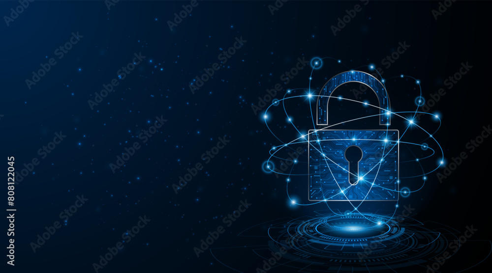 Poster Lock icon. Cyber ​​security and data protection concepts and privacy. Innovative concept of advanced safety technology	