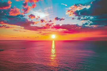 Sunset painting the sky with hues of orange, pink, and purple, signaling the end of summer day