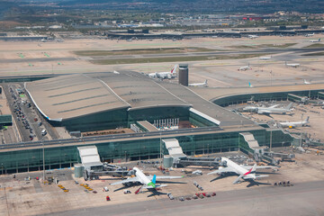 Aerial view of Barcelona airport - Barcelona, Spain