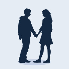 Flat design holding hands silhouette