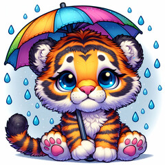tiger in the rain