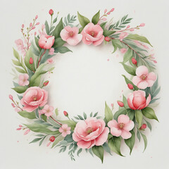Graceful Watercolor Blossom rectangular Wreath with Subtle Foliage