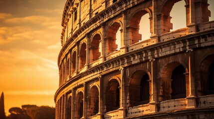Fototapeta premium Roman Colosseum's exterior colossal scale layers of arches
