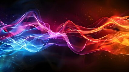 Fototapeta premium Futuristic Network Technology Background with Red and Blue Light Waves. Concept Network Technology, Futuristic Background, Red and Blue Lights, Light Waves