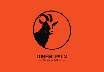 abstract and minimal icon of male goat logo