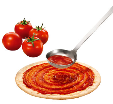 massa para pizza com molho de tomate isolado em fundo transparente