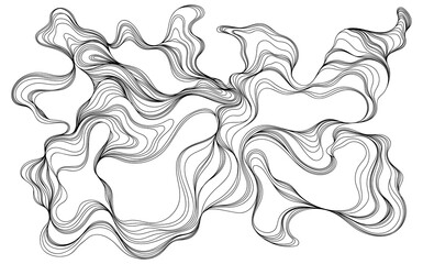 Abstract wavy, waving, billowy, squiggly and squiggly lines. Curly hand drawn illustration.