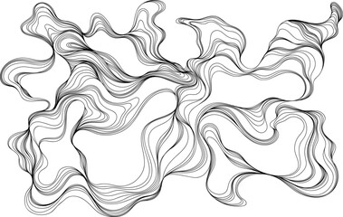 Abstract wavy, waving, billowy, squiggly and squiggly lines. Curly hand drawn illustration.