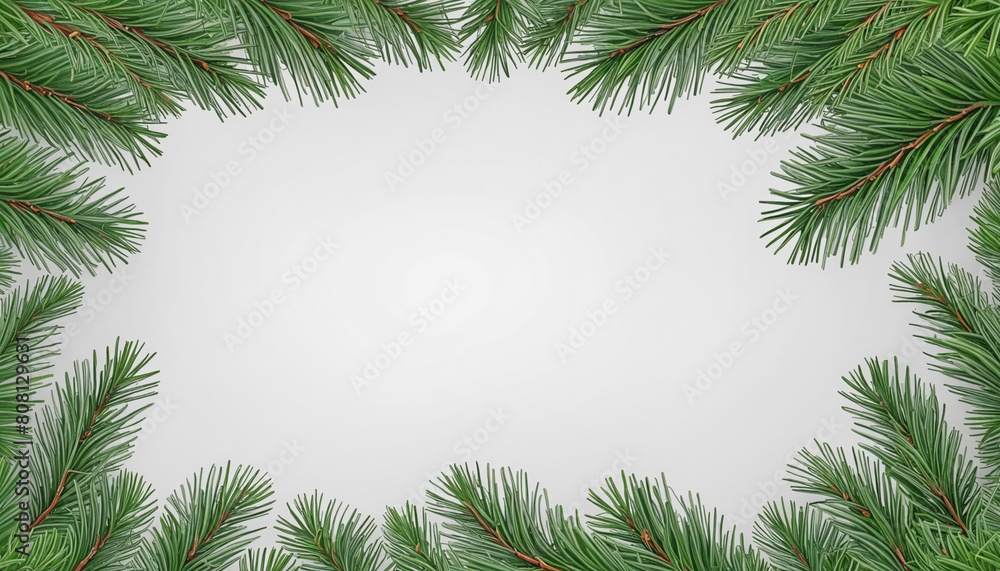 Poster botanical ai-generated christmas tree border design in photorealistic style, isolated with transpare