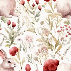 Watercolor Rabbit Whimsy