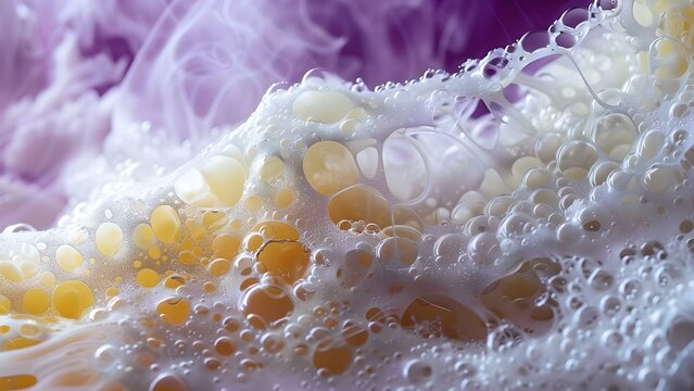 Microscopic image of yeast fermentation in wine production process. Concept Microbiology, Yeast, Fermentation, Wine Production, Microscopic Imaging